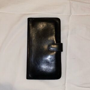 Coach Vintage Black Leather Wallet with Snap Closure Unisex